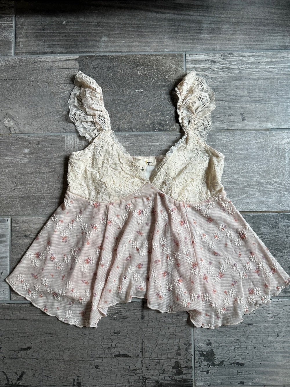 Lace Floral Babydoll Camisole Top